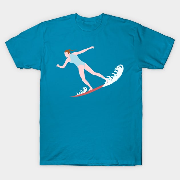 Surfing Brunette T-Shirt by jintetsu